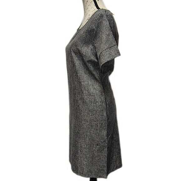 Gray Shift Dress XL Knee Length Pop Over Scoop Neck - 60s Retro Normcore - Picture 2 of 6